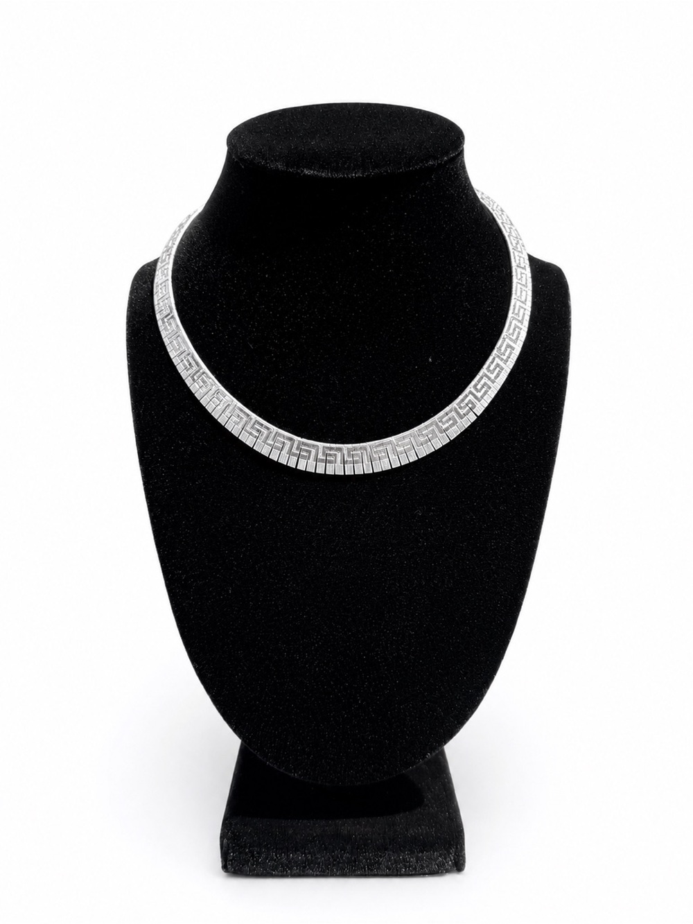 ITAOR Italy 925 Sterling Silver Greek Key Collar Necklace 16” 23.49g